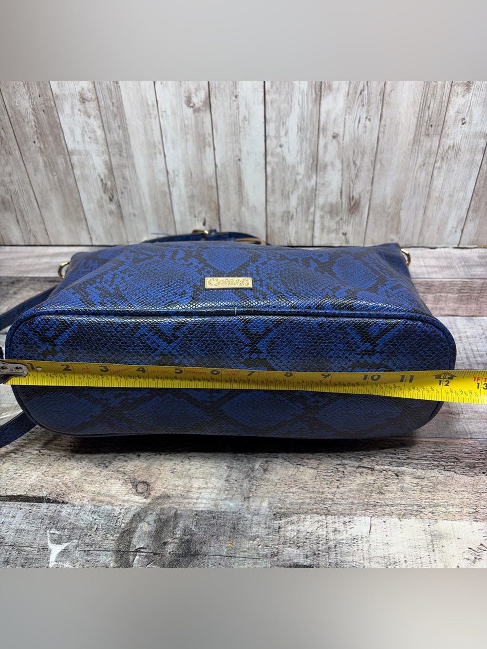 CARLOS by Carlos Santana Blue Python Print Handbag Crossbody Bag - Picture 9 of 16